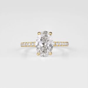 Oval diamond solitaire ring in yellow gold